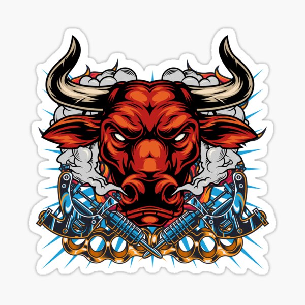 Angry & Scary Red Bull Sticker for Sale by Jana01