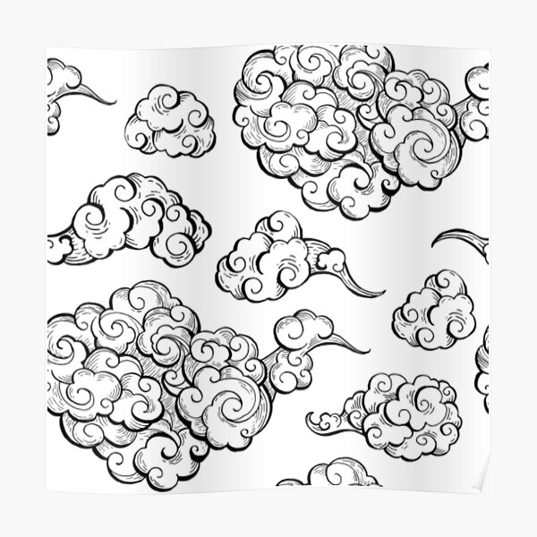 Japanese Wind Clouds Pattern Poster By Alvareztimothy Redbubble