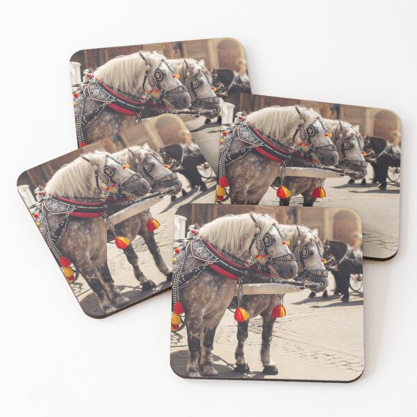 Item preview, Decorated horses with carriages in old town of Krakow, Poland, tourist attraction and destination in Europe designed and sold by dariazu.