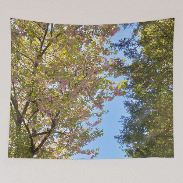 Item preview, Beautiful tree with pink flowers under blue sky designed and sold by Blackvz.