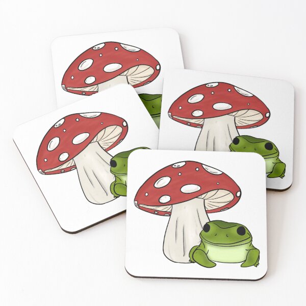 Item preview, frog and mushroom designed and sold by stickermonstery.