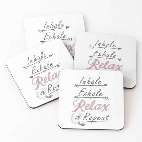 Item preview, Pink and Grey Hand drawn Calligraphy Phrase 'Inhale, Exhale Relax Repeat designed and sold by CJAura by Claire Jane Johnson.