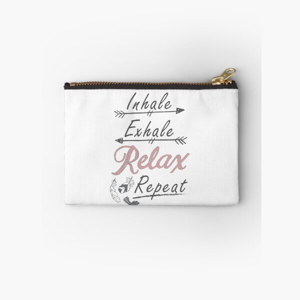 Item preview, Pink and Grey Hand drawn Calligraphy Phrase 'Inhale, Exhale Relax Repeat designed and sold by CJAura by Claire Jane Johnson.
