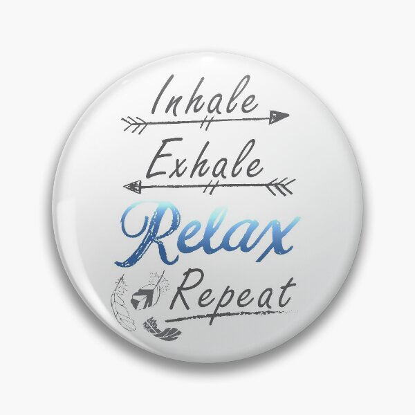 Item preview, Blue and Grey Hand drawn Calligraphy Phrase 'Inhale, Exhale Relax Repeat designed and sold by CJAura by Claire Jane Johnson.