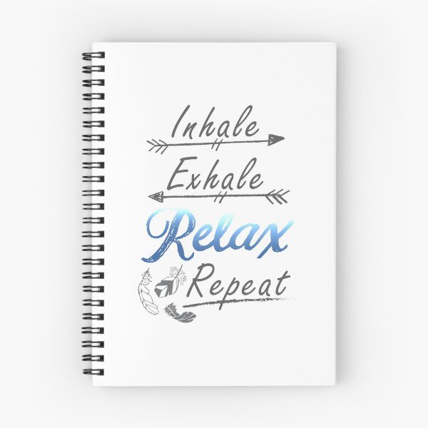 Item preview, Blue and Grey Hand drawn Calligraphy Phrase 'Inhale, Exhale Relax Repeat designed and sold by CJAura by Claire Jane Johnson.