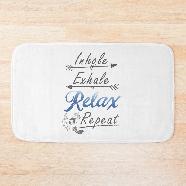 Item preview, Blue and Grey Hand drawn Calligraphy Phrase 'Inhale, Exhale Relax Repeat designed and sold by CJAura by Claire Jane Johnson.