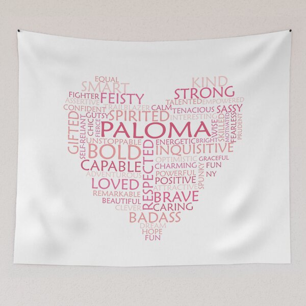 Item preview, Paloma heart word cloud shape name - pink, peach and light pink - female empowerment name personalised text - 0321 designed and sold by PrettyDesserted.