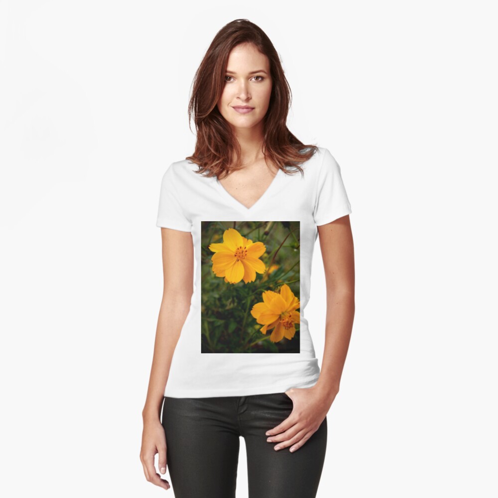 Golden Coreopsis Fitted V-Neck T-Shirt