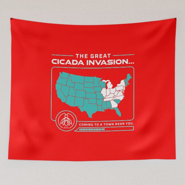 Item preview, Cicada Invasion Coming to These States in US Map Fun design designed and sold by No Limits T-Shirts.