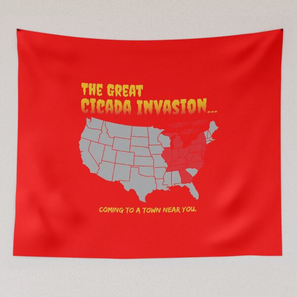 Item preview, Cicada Invasion Coming to These States in US Map Funny print designed and sold by No Limits T-Shirts.