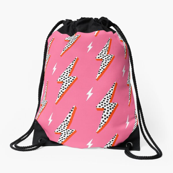 Lightning bolt thunder flash preppy pink Drawstring Bag