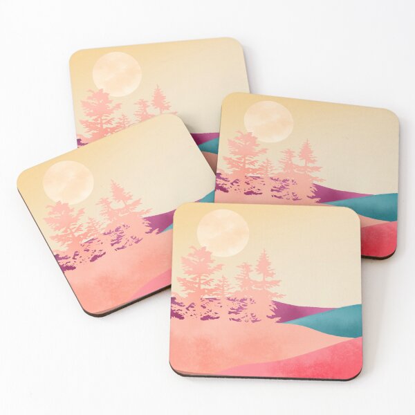 Item preview, Pine tree minimalistic landscape illustration designed and sold by ColorsHappiness.