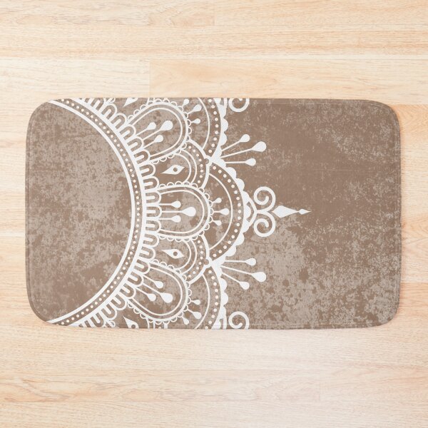 Original Beige Mandala Neutral Color Bath Mat