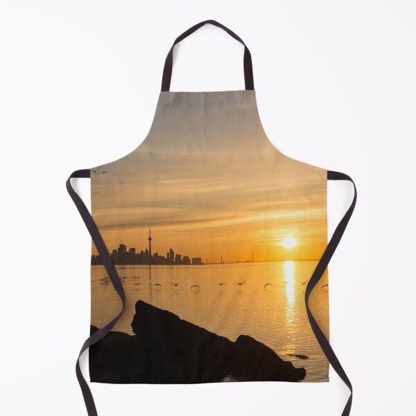 Item preview, Brilliant Sunrise with Birds - Toronto Skyline with Free Flying Cormorants designed and sold by Georgia Mizuleva.