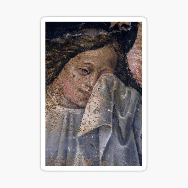 An angel dries her tears in Renaissance fresco Sticker