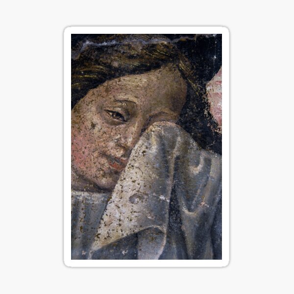 A weeping angel dries her tears Sticker