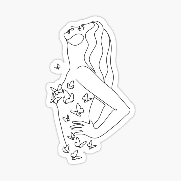 Item preview, Woman with butterfly. Line art female with butterflies. Abstract girl with butterfly by one line drawing. Portrait minimalistic style. Botanical print. Nature symbol of cosmetics.  designed and sold by OneLinePrint.