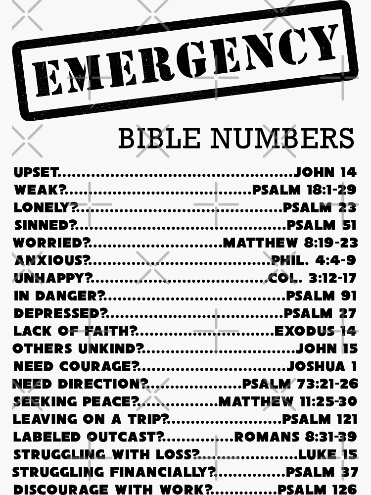 emergency bible numbers sticker by jenielsondesign