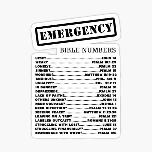 Emergency Bible Numbers Sticker