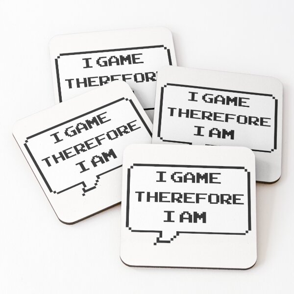 Item preview, I game therefore I am funny gamer Classic retro arcade style Black and White speech bubble designed and sold by Deegital18.