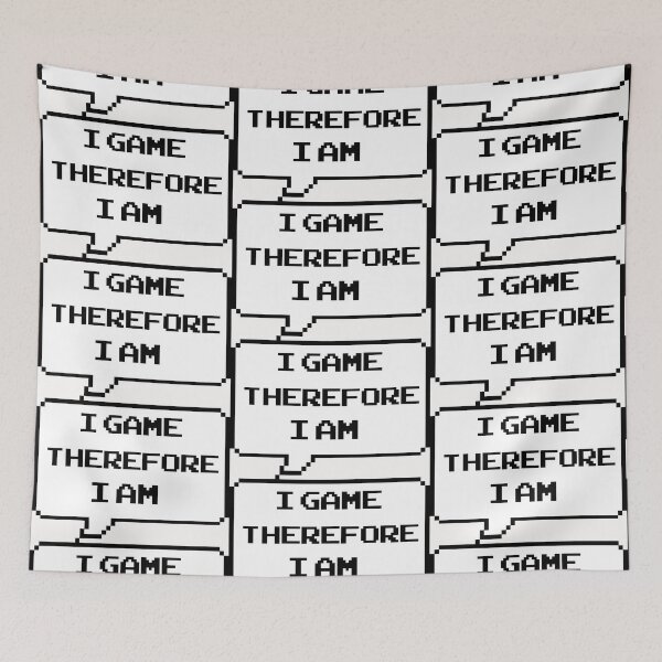 Item preview, I game therefore I am funny gamer Classic retro arcade style Black and White speech bubble designed and sold by Deegital18.