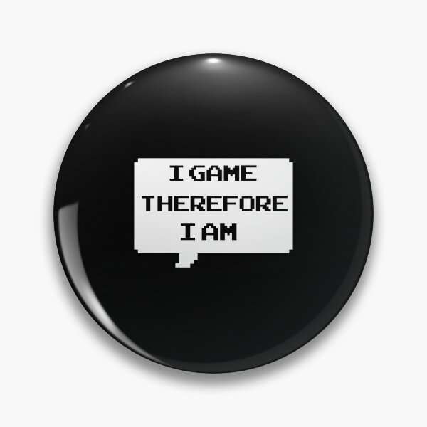 Item preview, I game therefore I am funny gamer Classic retro arcade style Black and White speech bubble (dark mode) designed and sold by Deegital18.