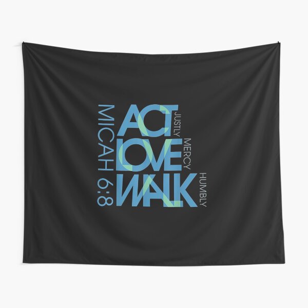 Vista previa del artículo con la obra «Actuar con justicia, amor, misericordia, caminar con humildad», diseñado y vendido por Emmet Green.