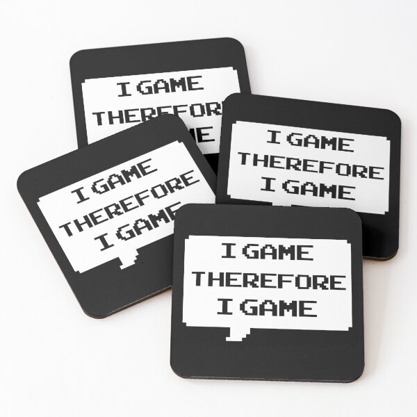 Item preview, I game therefore I am funny I game thefore I GAME gamer Classic retro arcade style Black and White speech bubble (dark mode) designed and sold by Deegital18.