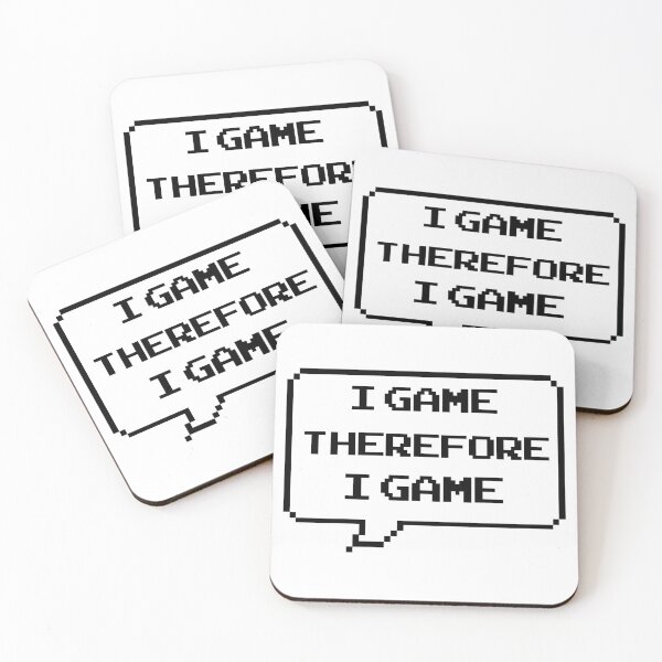 Item preview, I game therefore I am funny I game thefore I GAME gamer Classic retro arcade style Black and White speech bubble designed and sold by Deegital18.