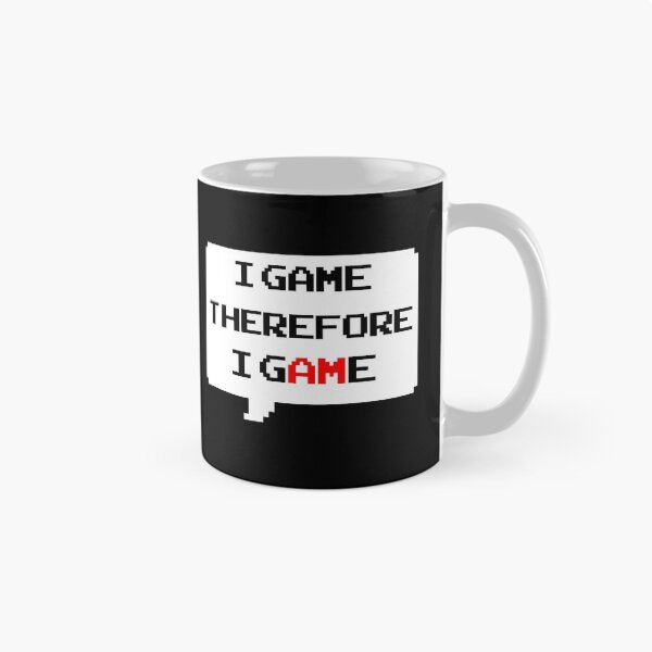 Item preview, I game therefore I am funny I game thefore I GAME gamer Classic retro arcade style Black, Red and White speech bubble (dark mode) designed and sold by Deegital18.