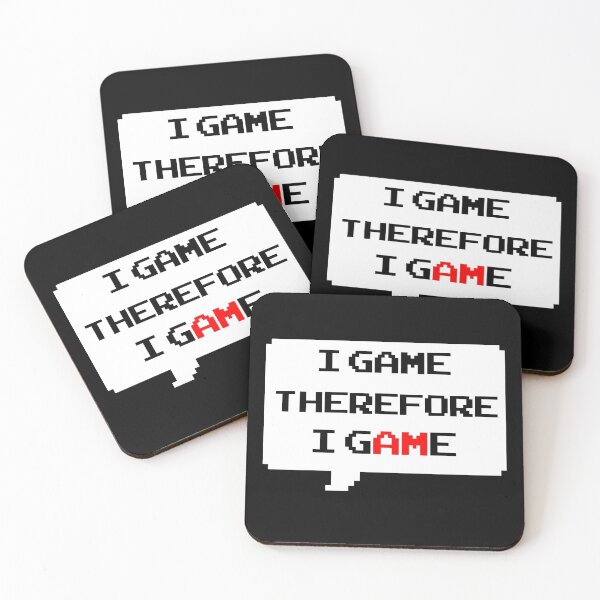 Item preview, I game therefore I am funny I game thefore I GAME gamer Classic retro arcade style Black, Red and White speech bubble (dark mode) designed and sold by Deegital18.