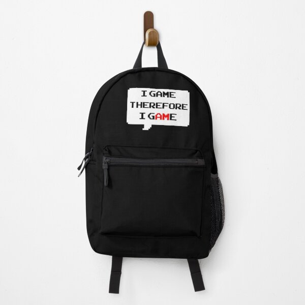 Item preview, I game therefore I am funny I game thefore I GAME gamer Classic retro arcade style Black, Red and White speech bubble (dark mode) designed and sold by Deegital18.