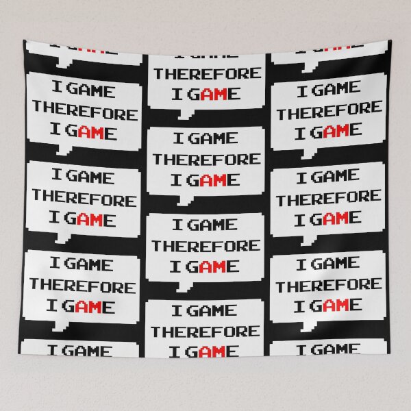 Item preview, I game therefore I am funny I game thefore I GAME gamer Classic retro arcade style Black, Red and White speech bubble (dark mode) designed and sold by Deegital18.