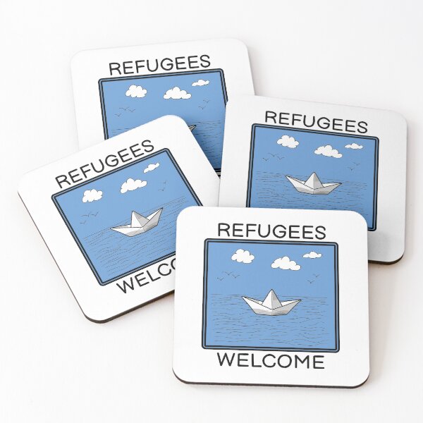 Item preview, Refugees Welcome Refugee Protest No Racism Boat Gift designed and sold by CreatDifference.