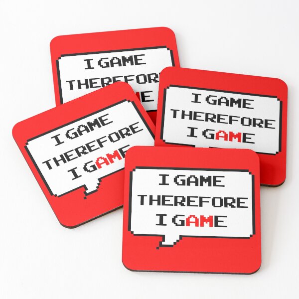 Item preview, I game therefore I am funny I game thefore I GAME pun gamer Classic retro arcade style Black, Red and White speech bubble (red gamer mode) designed and sold by Deegital18.