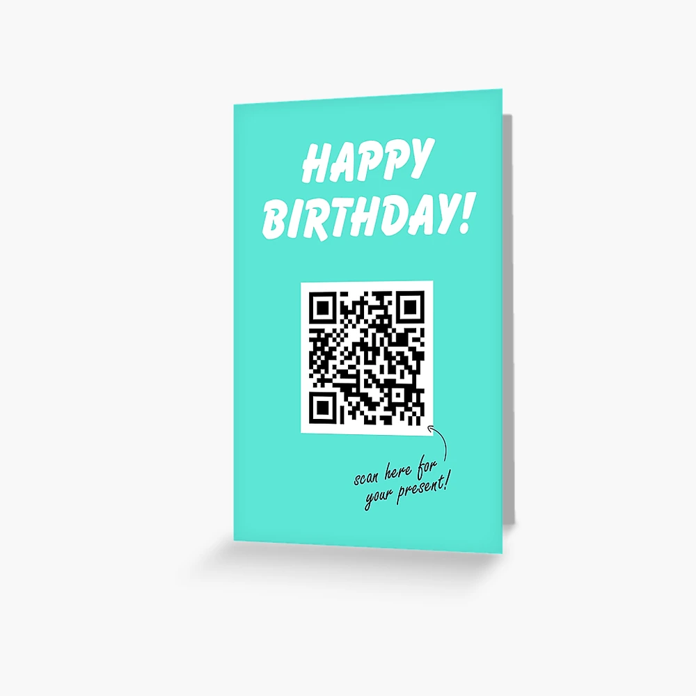 Rick Roll QR code disguised as bitcoin QR code | Greeting Card