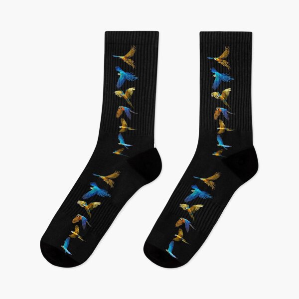 Item preview, Flock of Blue and Gold Macaws with Black Background designed and sold by JungleVision.