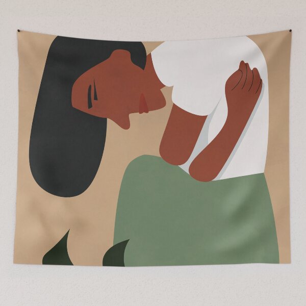 Item preview, Woman Self Hug, Boho Illustration designed and sold by technicolorable_art.