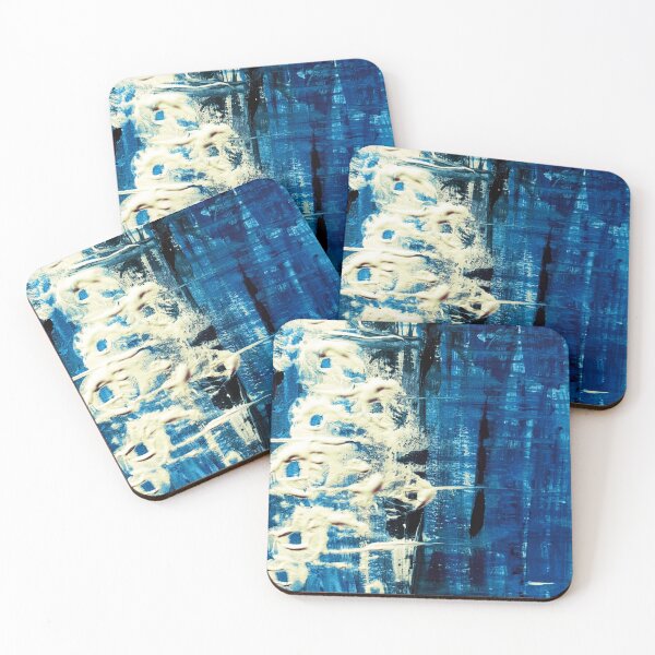 Item preview, Abstract acrylic painting in blue and white designed and sold by Joie-et-Poesie.