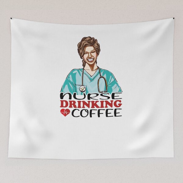 Item preview, nurse drinking First Coffee designed and sold by thiag-o.