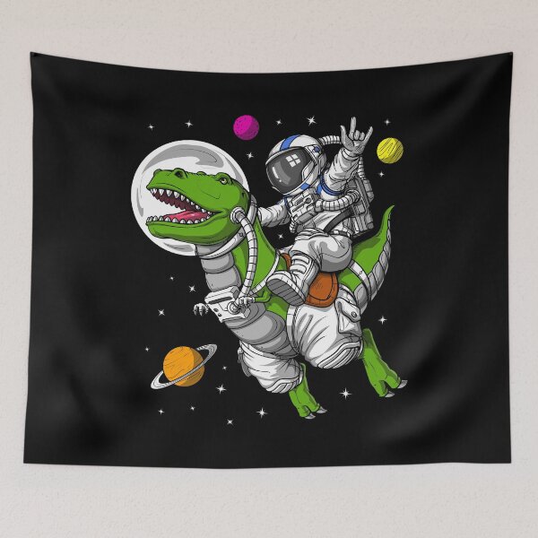 Item preview, Space Astronaut Riding T-Rex Dinosaur designed and sold by underheaven.