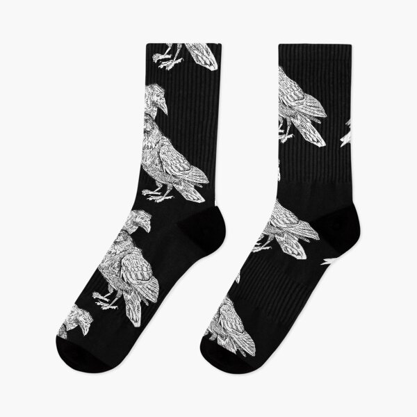 Item preview, White crow cartoon raven line art doodle drawing of aggressive black crow  Hand drawn animal designed and sold by mudenk.