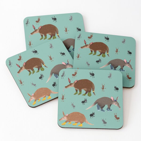 Item preview, Aardvarks - Cute Brown and Blue Animal Illustration Pattern  designed and sold by TheRainbowRoom.