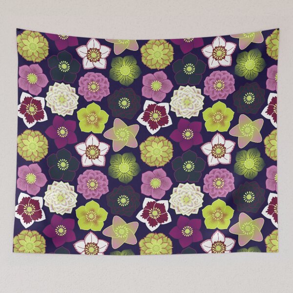 Item preview, Heavenly Hellebores - Navy designed and sold by marieofroumania.