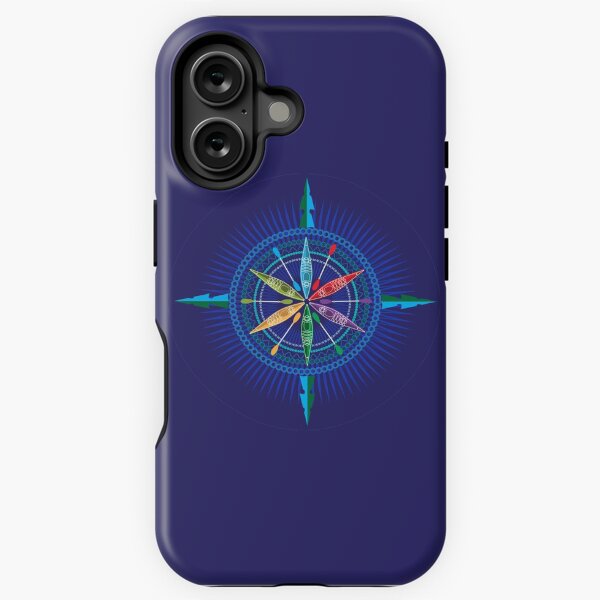 Vista previa del artículo con la obra «Kayak Compass Rose en azul», diseñado y vendido por Carswell King Design.