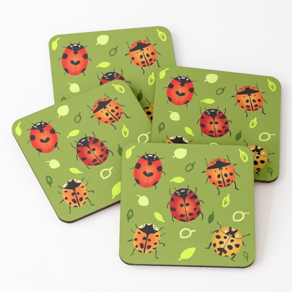 Item preview, Ladybugs - Cute Red, Orange, and Green Bug Illustration Pattern  designed and sold by TheRainbowRoom.