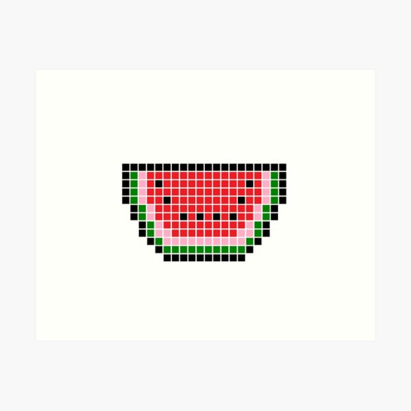 Pixel art watermelon icon, 32X32 vector illustration on a white