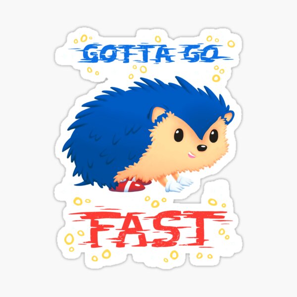 Gotta Go Fast // Cute Hedhehog, Retro Platformer Game, Meme Sticker
