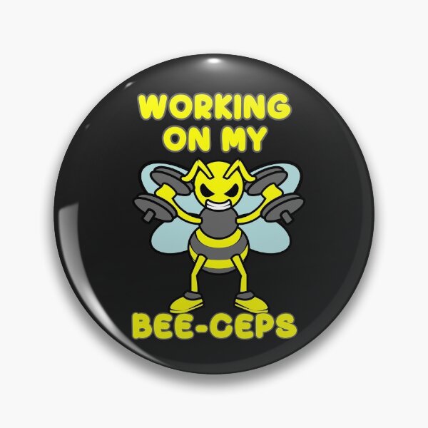 Item preview, Working On My Bee-Ceps Funny Bee Dumbbells Gym Quote designed and sold by KatesFunnyArt.