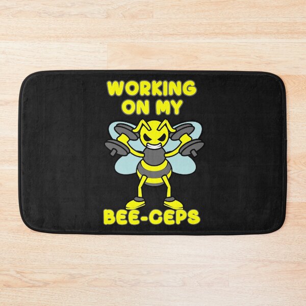 Item preview, Working On My Bee-Ceps Funny Bee Dumbbells Gym Quote designed and sold by KatesFunnyArt.
